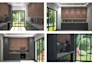 design modern kitchen, cabinets, pantry, and bathroom with 3d rendering